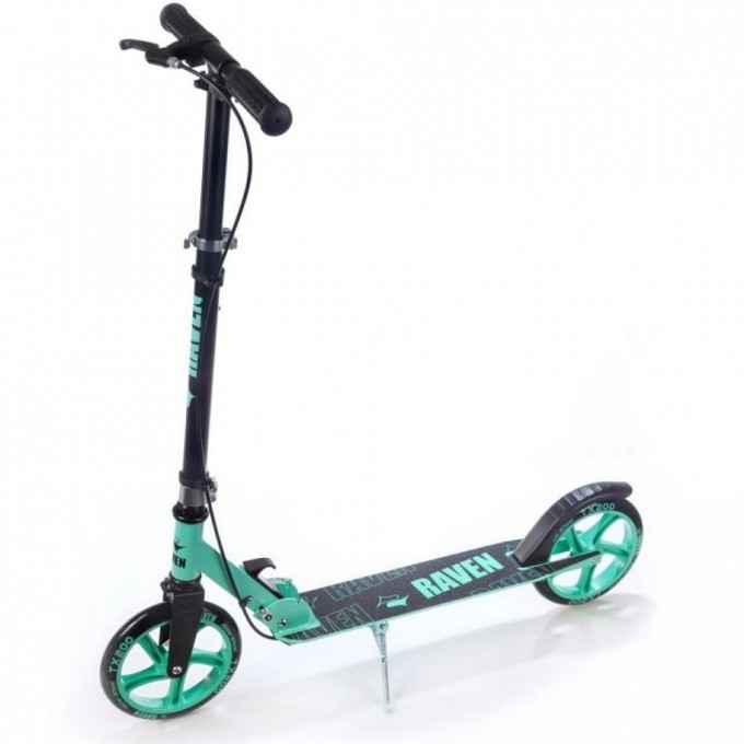 Kick Scooter with handbrake Raven Straight Black/Mint 200mm