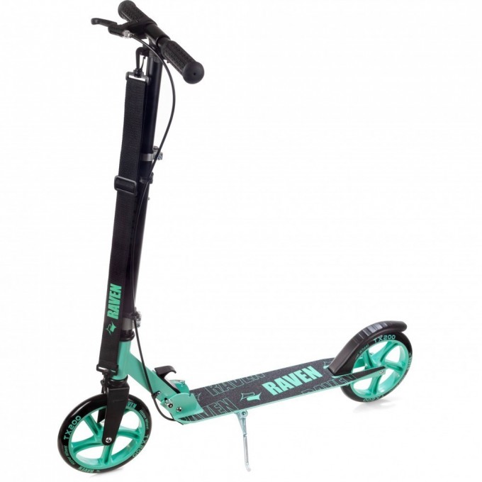 Kick Scooter with handbrake Raven Straight Black/Mint 200mm