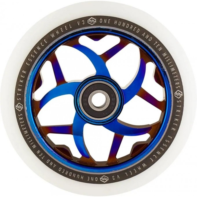 Striker Essence V3 White Pro Scooter Wheel (110mm|Blue Chrome)