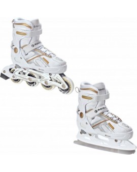 2-in-1 Skates/Inline Skates Raven Pulse White/Gold+Blades