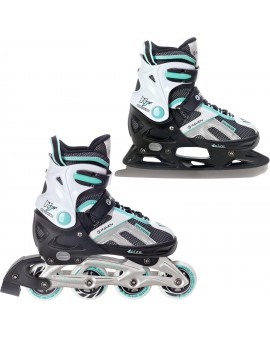 2-in-1 Skates/Inline skates Raven Pulse Black/Mint+Blades