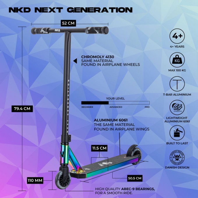 Трюковый самокат NKD Next Generation-отличные цвета, приятная цена!