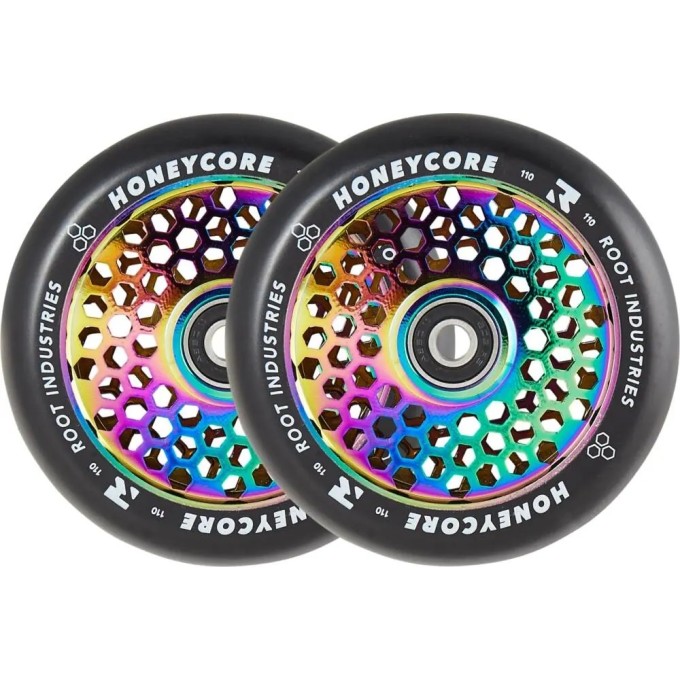 Root Honeycore Black 110mm 2-pack Pro Scooter Wheels (110mm|Neochrome)