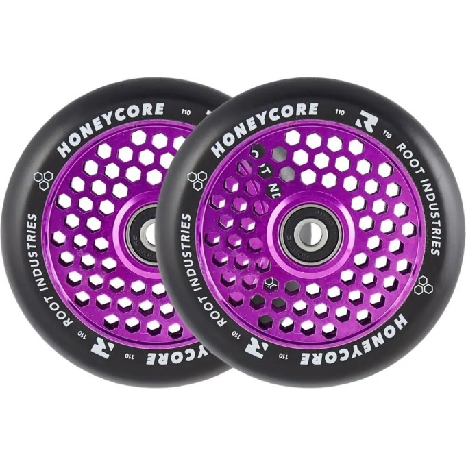 Root Honeycore Black 110mm 2-pack Pro Scooter Wheels (110mm|Purple)