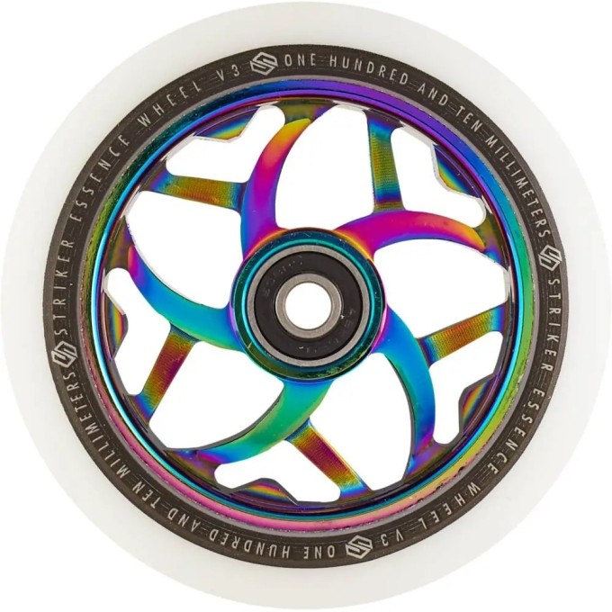 Striker Essence V3 White Pro Scooter Wheel (110mm|Rainbow)