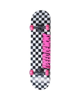 Speed Demons Checkers Complete Skateboard (7.75"|Black/White/Pink)