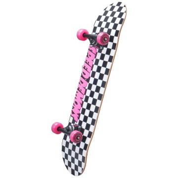 Speed Demons Checkers Complete Skateboard (7.75"|Black/White/Pink)