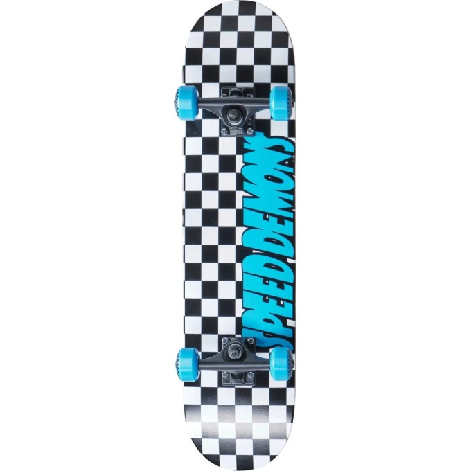 Speed Demons Checkers Complete Skateboard (7.25"|Black/Blue)