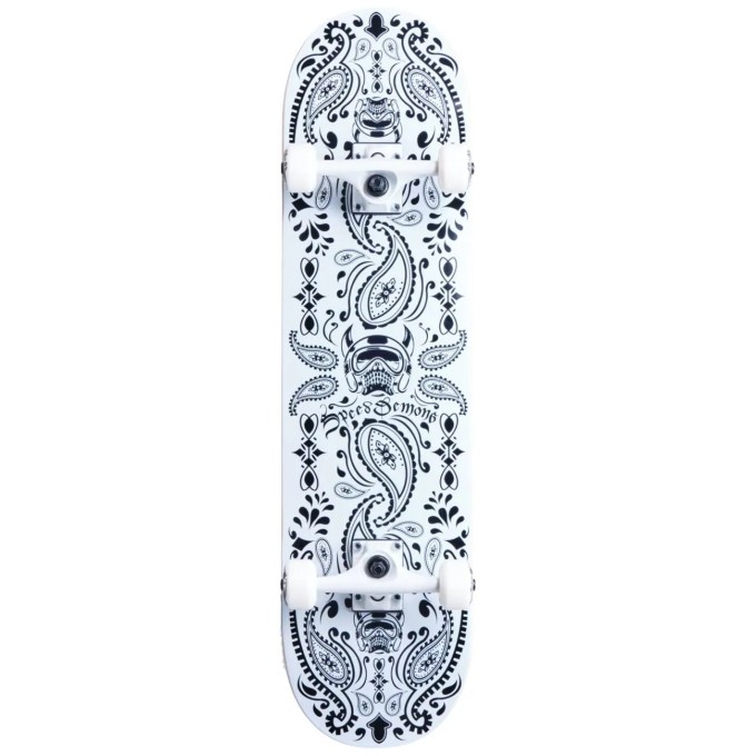 Speed Demons Bandana Complete Skateboard (8"|White)